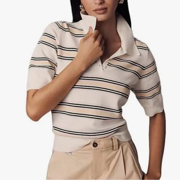 Reformation Campbell Cotton Polo Sweater Size XS